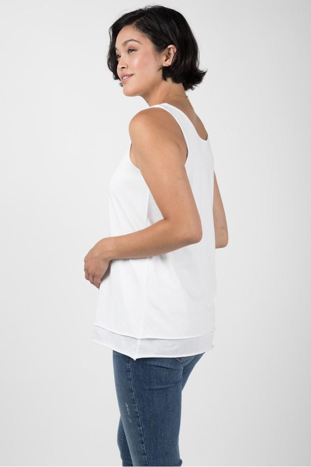 Double Layer Tank in White - Veneka-Sustainable-Ethical-Tops-Indigenous Drop Ship