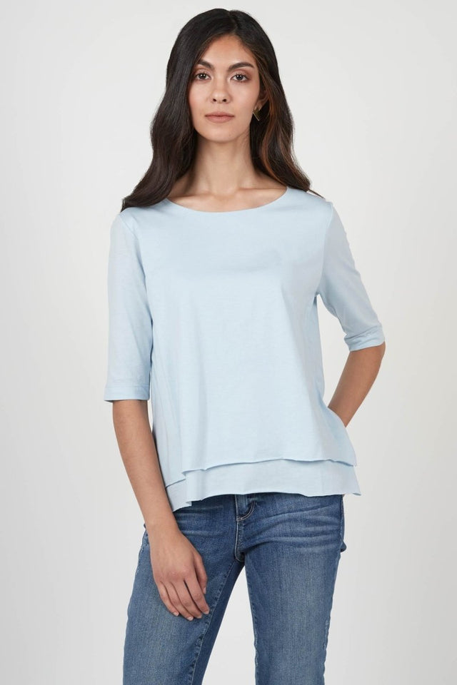 Double Layer Tee in White - Veneka-Sustainable-Ethical-Tops-Indigenous Drop Ship