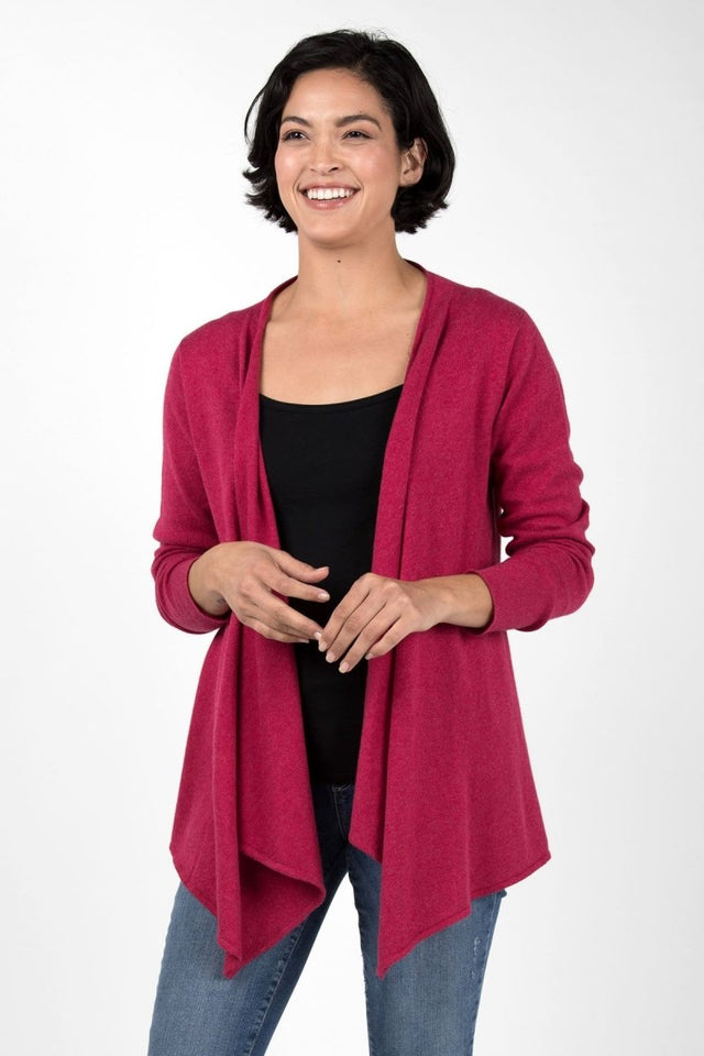Drape Front Cardigan in Heather Rose - Veneka-Sustainable-Ethical-Jackets-Indigenous Drop Ship