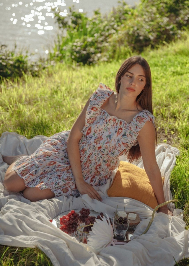 Dress in Ikat Print - Veneka-Sustainable-Ethical-Dresses-Em & Shi Drop Ship