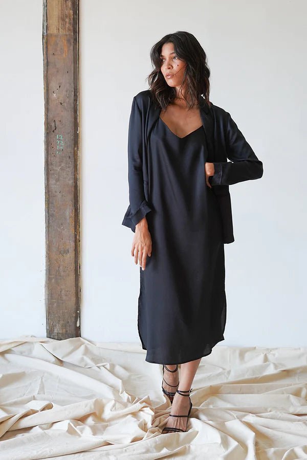 Easy Slip Dress in Black - Veneka-Sustainable-Ethical-Dresses-Neu Nomads Drop Ship
