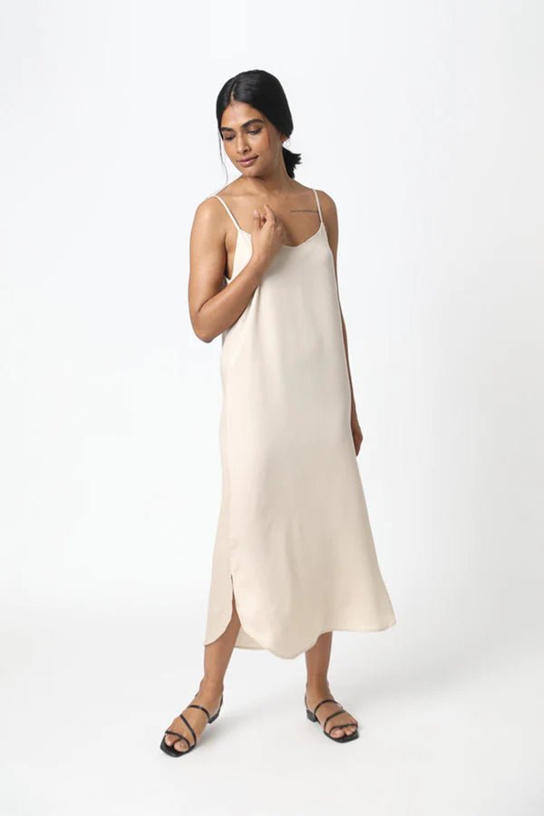 Easy Slip Dress in Champagne - Veneka-Sustainable-Ethical-Dresses-Neu Nomads Drop Ship