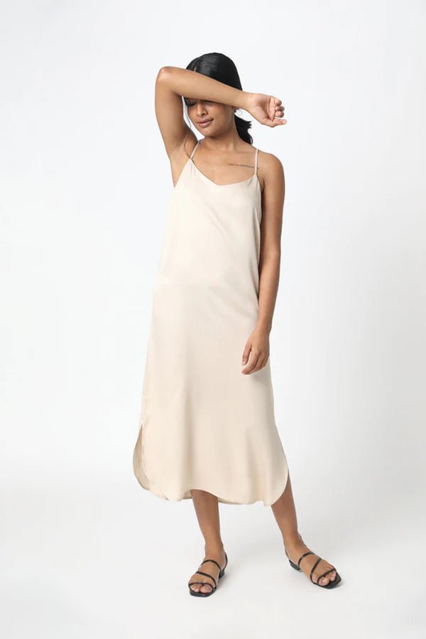 Easy Slip Dress in Champagne - Veneka-Sustainable-Ethical-Dresses-Neu Nomads Drop Ship