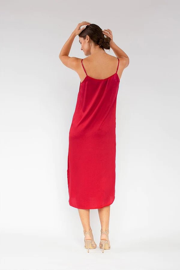 Easy Slip Dress in Crimson - Veneka-Sustainable-Ethical-Dresses-Neu Nomads Drop Ship