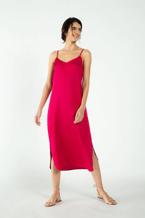 Easy Slip Dress in Fuchia - Veneka-Sustainable-Ethical-Dresses-Neu Nomads Drop Ship