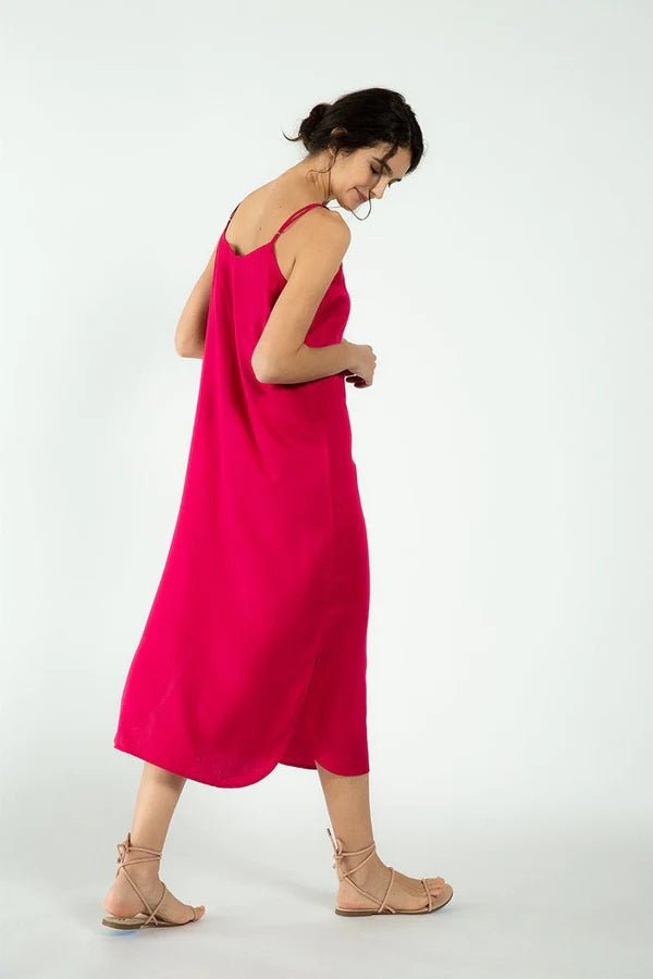 Easy Slip Dress in Fuchia - Veneka-Sustainable-Ethical-Dresses-Neu Nomads Drop Ship