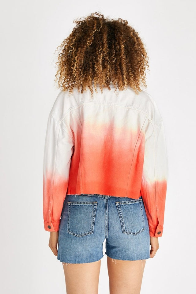 Elena Crop Jacket - High Tide Fire Coral - Veneka-Sustainable-Ethical-Jackets-Etica Denim Drop Ship