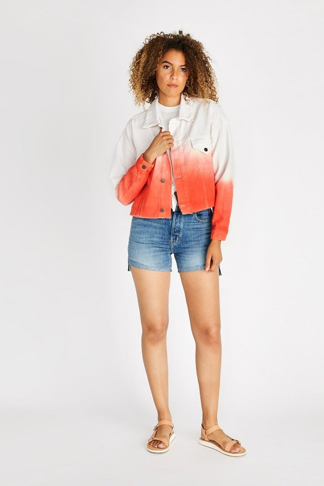 Elena Crop Jacket - High Tide Fire Coral - Veneka-Sustainable-Ethical-Jackets-Etica Denim Drop Ship