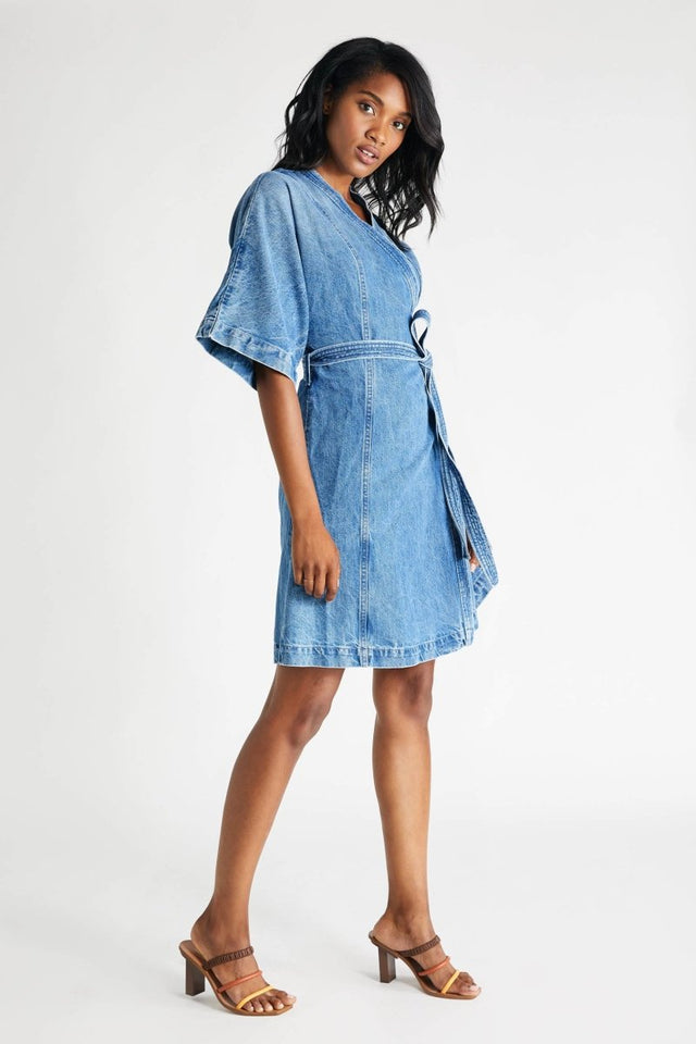 Elodie Dress in Compton Creek - Veneka-Sustainable-Ethical-Dresses-Etica Denim Drop Ship