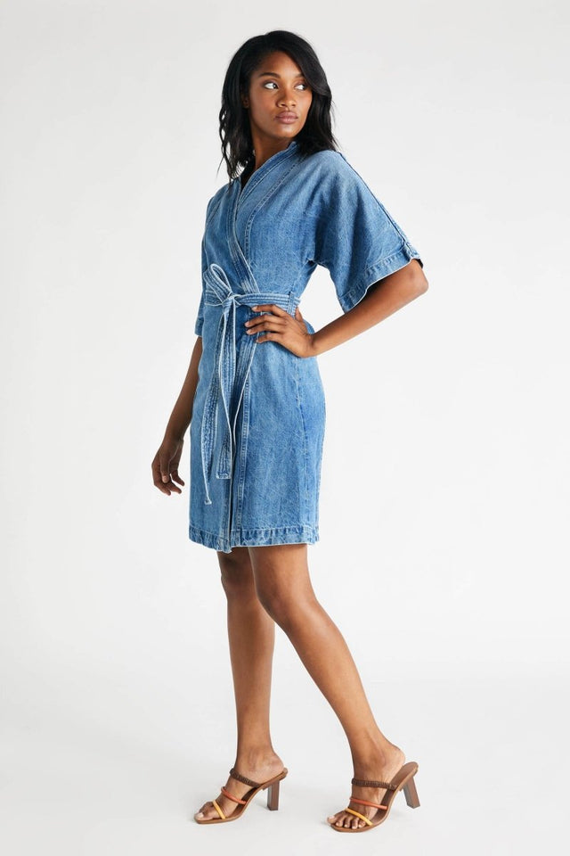 Elodie Dress in Compton Creek - Veneka-Sustainable-Ethical-Dresses-Etica Denim Drop Ship
