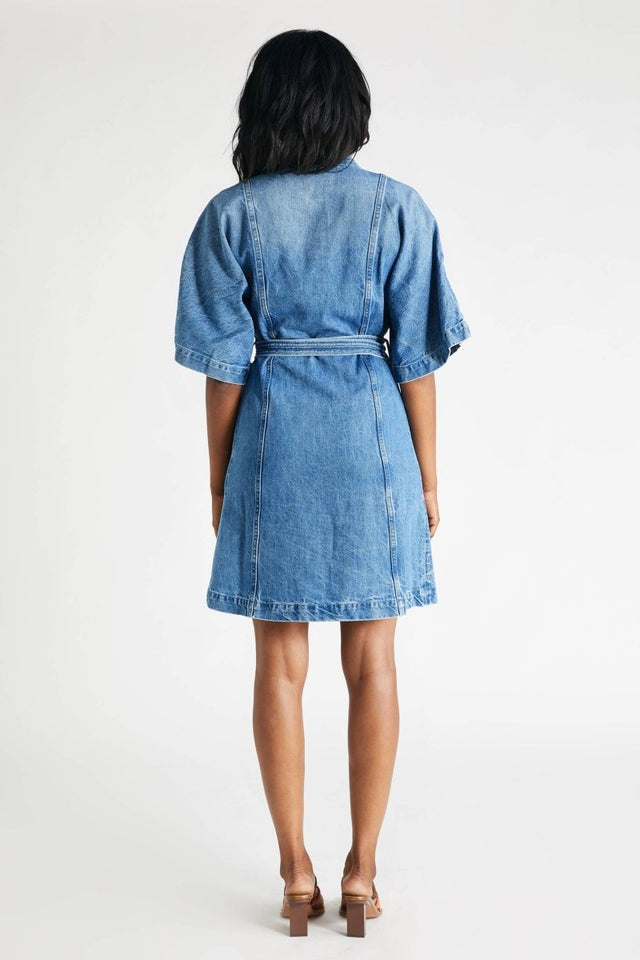 Elodie Dress in Compton Creek - Veneka-Sustainable-Ethical-Dresses-Etica Denim Drop Ship