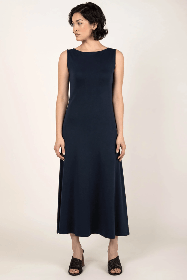 Essential Boatneck Dress in Black - Veneka-Sustainable-Ethical-Dresses-Indigenous Drop Ship