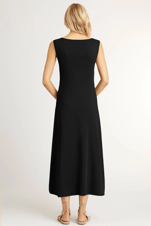 Essential Boatneck Dress in Black - Veneka-Sustainable-Ethical-Dresses-Indigenous Drop Ship