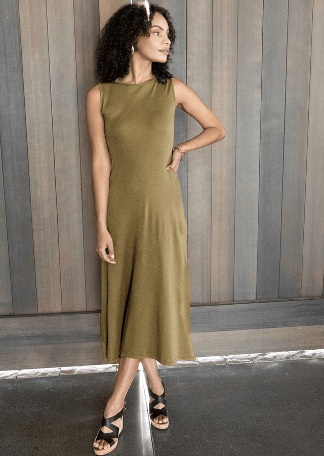 Essential Boatneck Dress in Sedona - Veneka-Sustainable-Ethical-Dresses-Indigenous Drop Ship