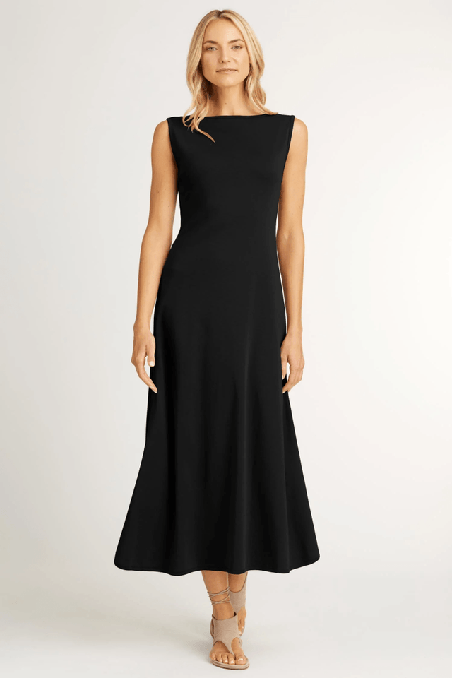 Essential Boatneck Dress in Sedona - Veneka-Sustainable-Ethical-Dresses-Indigenous Drop Ship