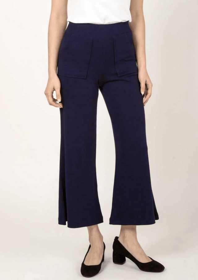 Essential Cropped Wide Leg Pant in Navy - Veneka-Sustainable-Ethical-Bottoms-Indigenous Drop Ship