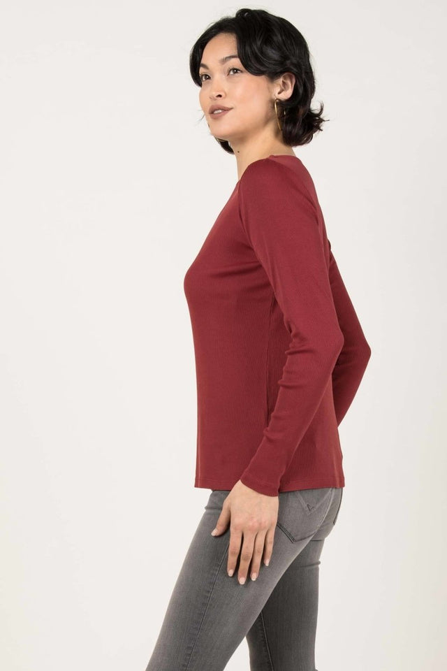 Essential Rib Boatneck in White - Veneka-Sustainable-Ethical-Tops-Indigenous Drop Ship