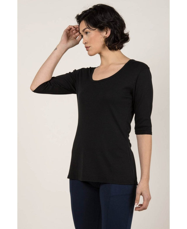 Essential Scoop Tee in Black - Veneka-Sustainable-Ethical-Tops-Indigenous Drop Ship