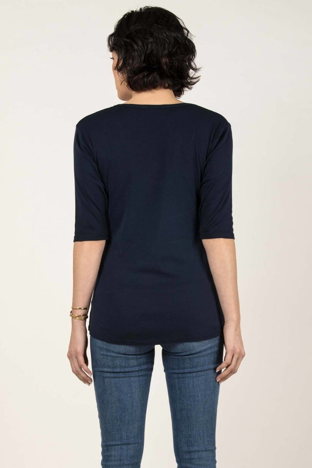 Essential Scoop Tee in Navy - Veneka-Sustainable-Ethical-Tops-Indigenous Drop Ship