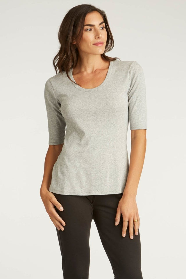 Essential Scoop Tee in Silver - Veneka-Sustainable-Ethical-Tops-Indigenous Drop Ship