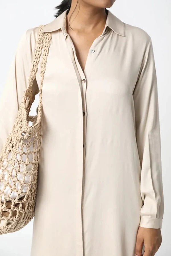 Essential Shirt Dress in Champagne - Veneka-Sustainable-Ethical-Dresses-Neu Nomads Drop Ship