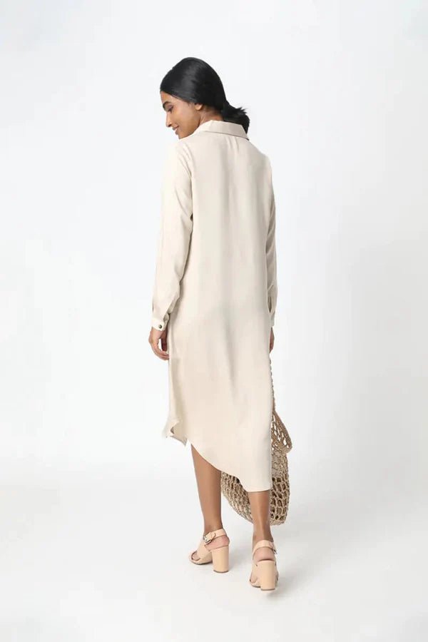 Essential Shirt Dress in Champagne - Veneka-Sustainable-Ethical-Dresses-Neu Nomads Drop Ship