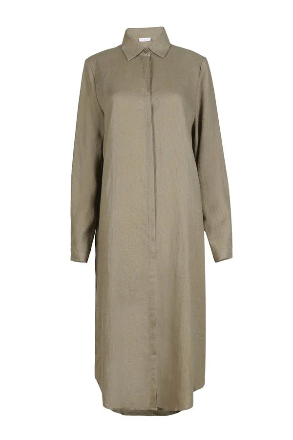Essential Shirt Dress in Khaki - Veneka-Sustainable-Ethical-Dresses-Neu Nomads Drop Ship
