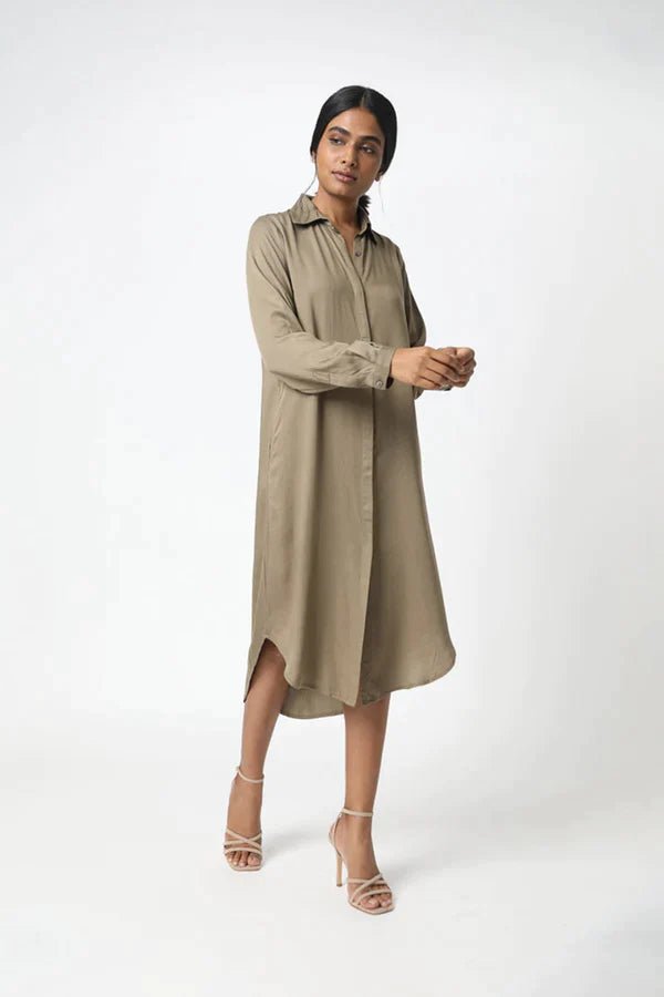 Essential Shirt Dress in Midnight - Veneka-Sustainable-Ethical-Dresses-Neu Nomads Drop Ship