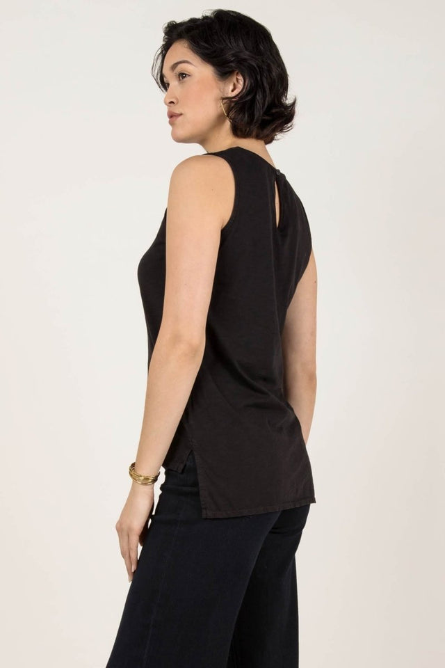 Essential Slub Shell in Black - Veneka-Sustainable-Ethical-Tops-Indigenous Drop Ship