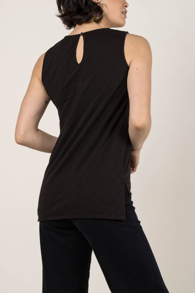 Essential Slub Shell in Black - Veneka-Sustainable-Ethical-Tops-Indigenous Drop Ship
