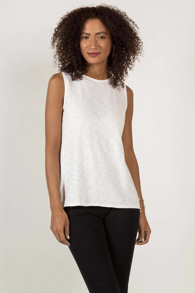 Essential Slub Shell in White - Veneka-Sustainable-Ethical-Tops-Indigenous Drop Ship