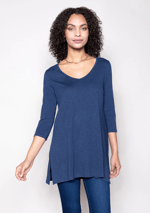 Essential Slub Tunic in Navy - Veneka-Sustainable-Ethical-Tops-Indigenous Drop Ship