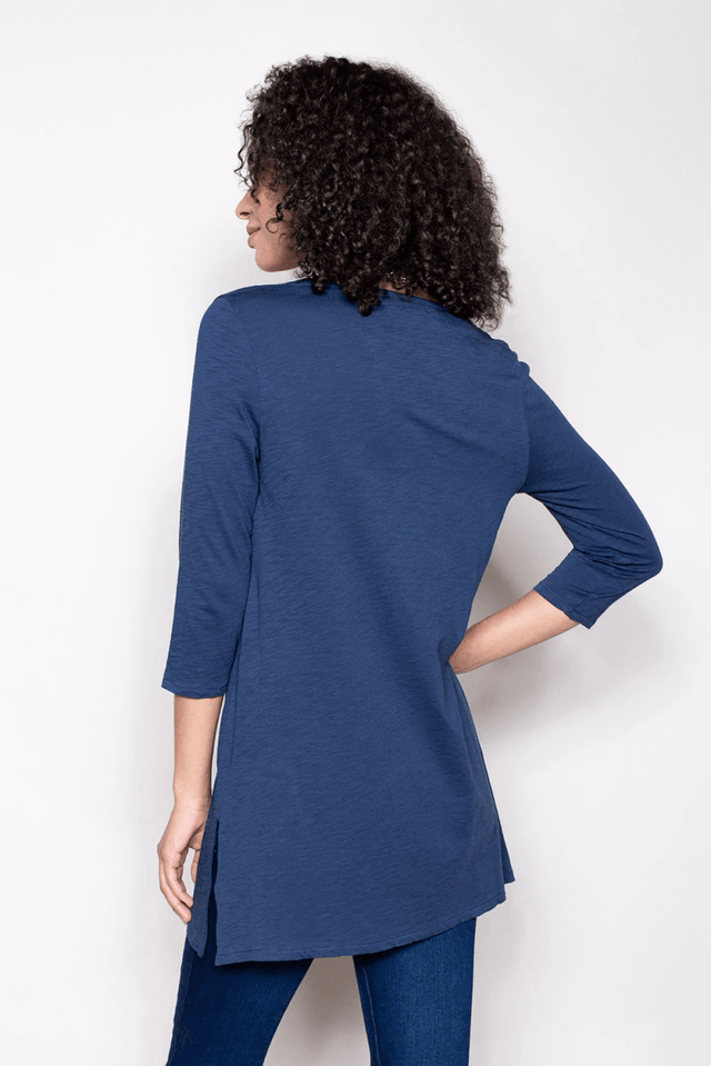 Essential Slub Tunic in Navy - Veneka-Sustainable-Ethical-Tops-Indigenous Drop Ship