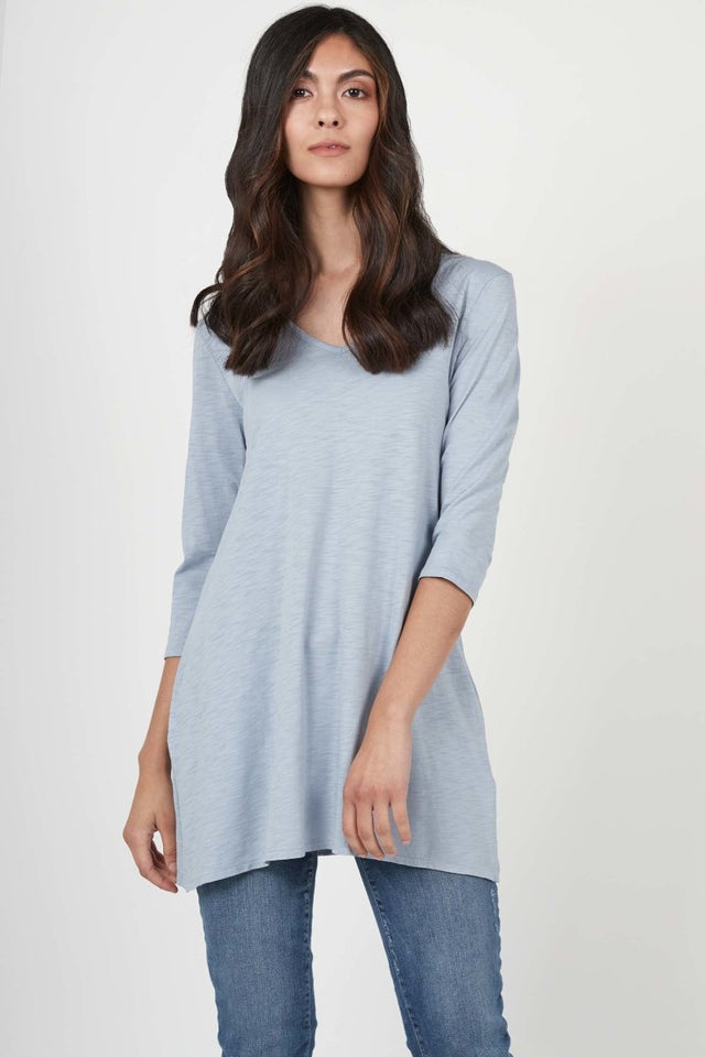Essential Slub Tunic in White - Veneka-Sustainable-Ethical-Tops-Indigenous Drop Ship