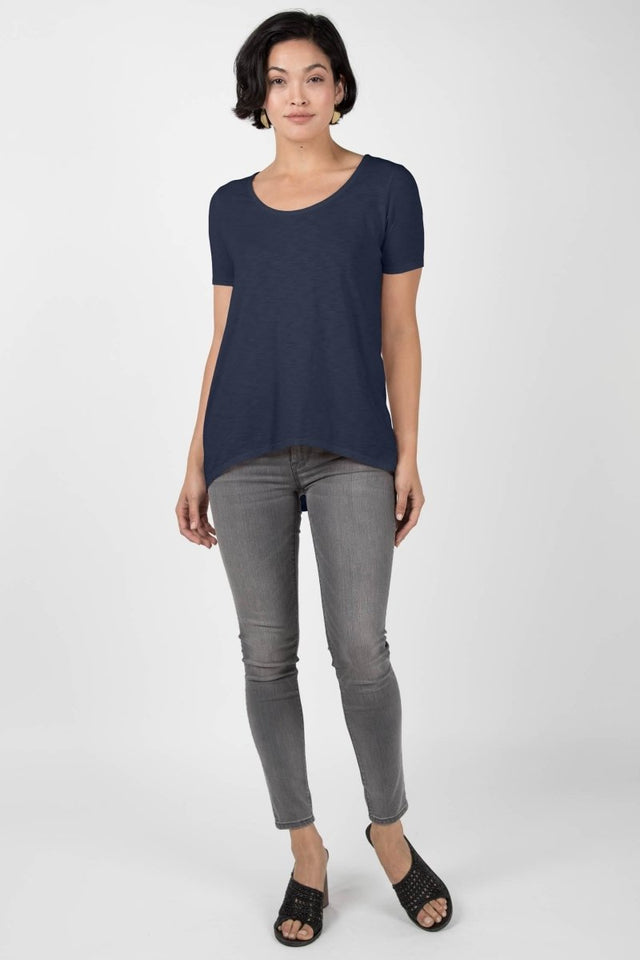 Essential Slub U Neck in Aqua - Veneka-Sustainable-Ethical-Tops-Indigenous Drop Ship