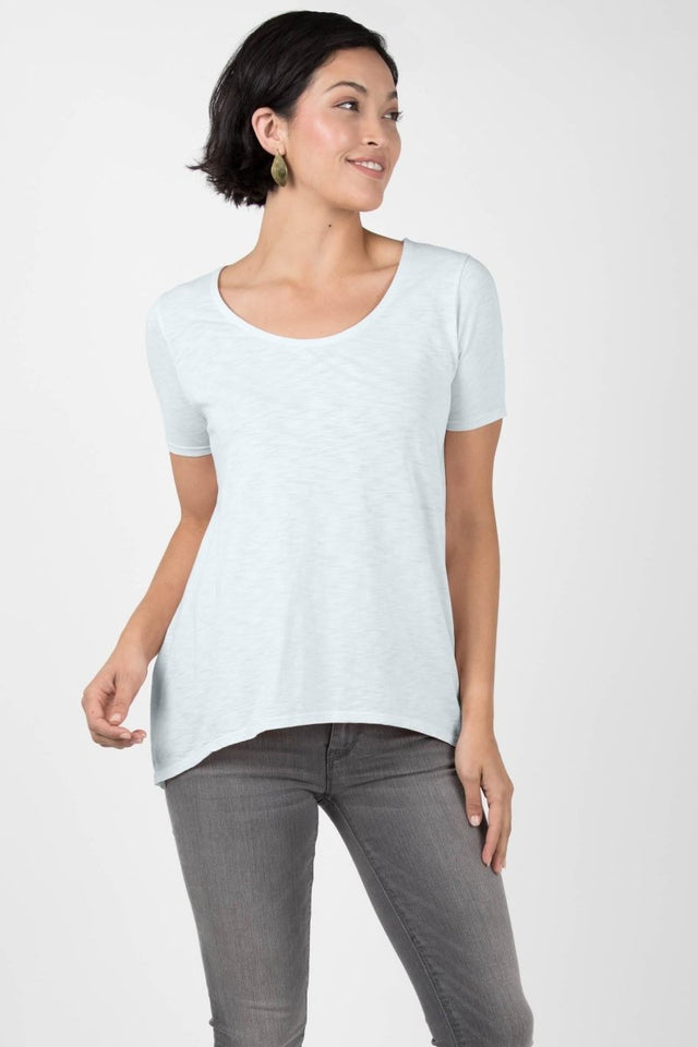 Essential Slub U Neck in Aqua - Veneka-Sustainable-Ethical-Tops-Indigenous Drop Ship