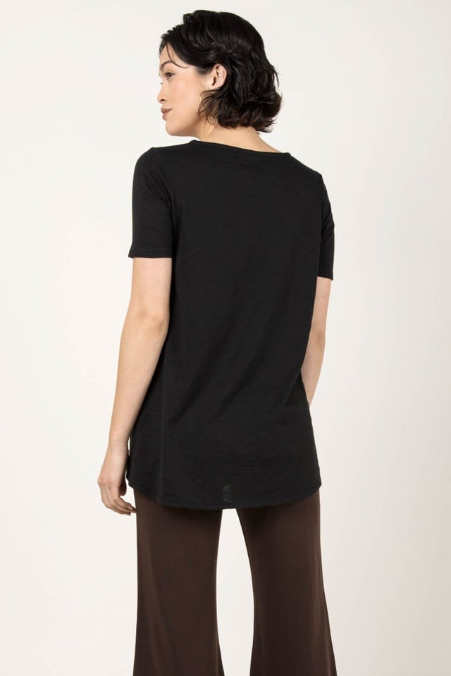 Essential Slub U Neck in Black - Veneka-Sustainable-Ethical-Tops-Indigenous Drop Ship