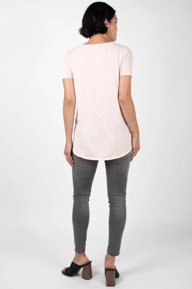 Essential Slub U Neck in Peach - Veneka-Sustainable-Ethical-Tops-Indigenous Drop Ship