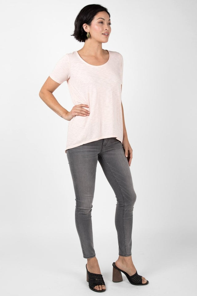 Essential Slub U Neck in Peach - Veneka-Sustainable-Ethical-Tops-Indigenous Drop Ship