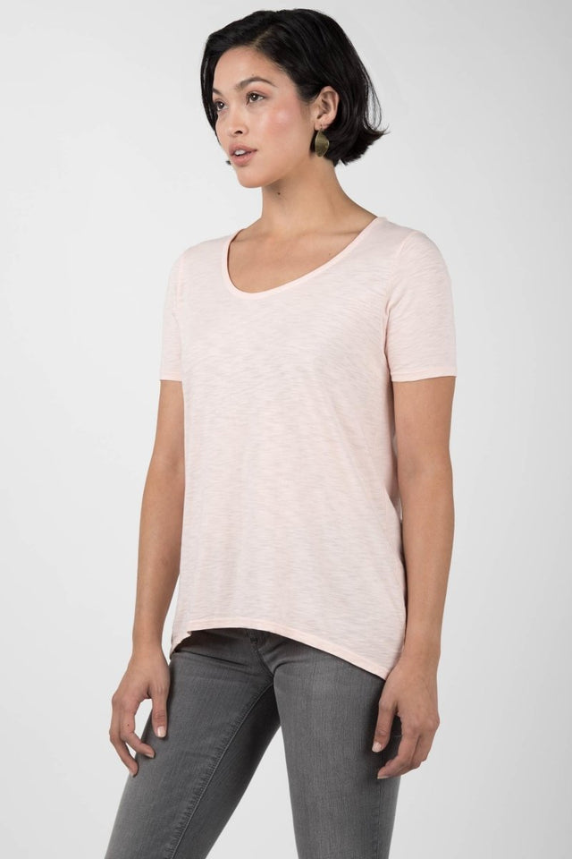 Essential Slub U Neck in Peach - Veneka-Sustainable-Ethical-Tops-Indigenous Drop Ship