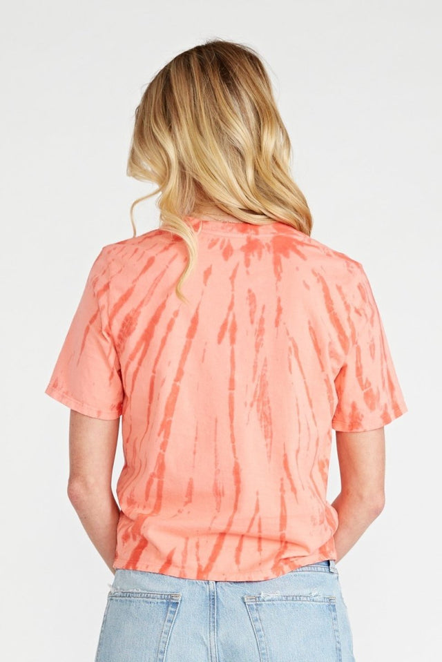 Evie Classic Tee in Thunder Lightning Fire Coral - Veneka-Sustainable-Ethical-Tops-Etica Denim Drop Ship