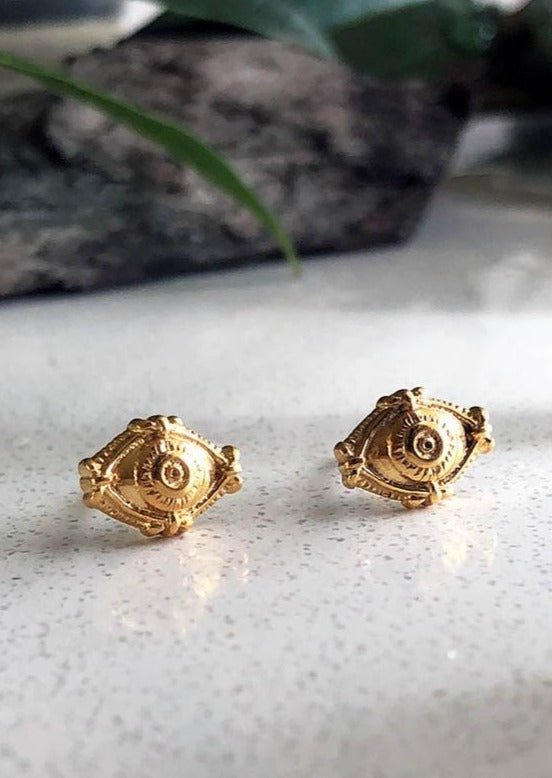 Eye Stud Earrings in Gold - Veneka-Sustainable-Ethical-Jewelry-Astor & Orion Drop Ship