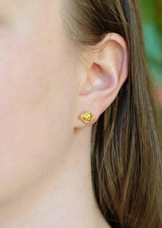 Eye Stud Earrings in Gold - Veneka-Sustainable-Ethical-Jewelry-Astor & Orion Drop Ship