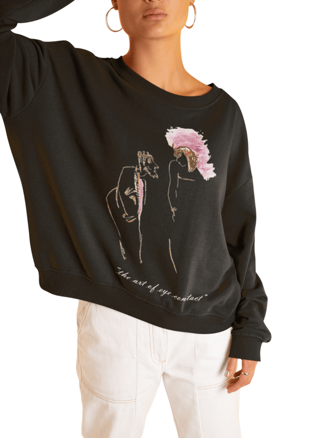 Eyes Unisex Sweatshirt in Black - Veneka-Sustainable-Ethical-Tops-J&R Artisan Fashion Drop Ship