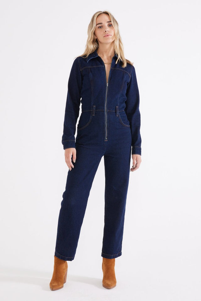 Farrah Jumpsuit - Night Swim - Veneka-Sustainable-Ethical-Dresses-Etica Denim Drop Ship