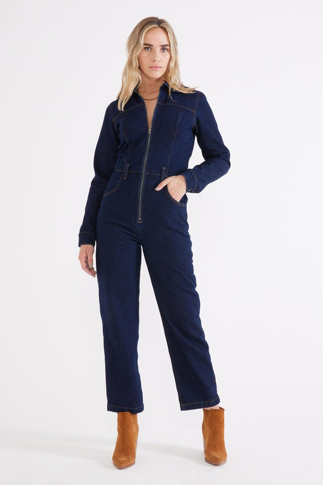Farrah Jumpsuit - Night Swim - Veneka-Sustainable-Ethical-Dresses-Etica Denim Drop Ship
