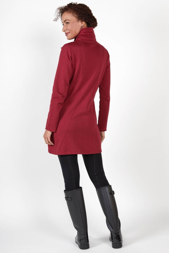 Fleece Zip Coat in Cherry - Veneka-Sustainable-Ethical-Jackets-Indigenous Drop Ship
