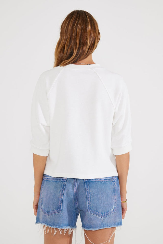 Fleur Raglan Sweatshirt - Cloud White - Veneka-Sustainable-Ethical-Shirts & Tops-Etica Denim Drop Ship