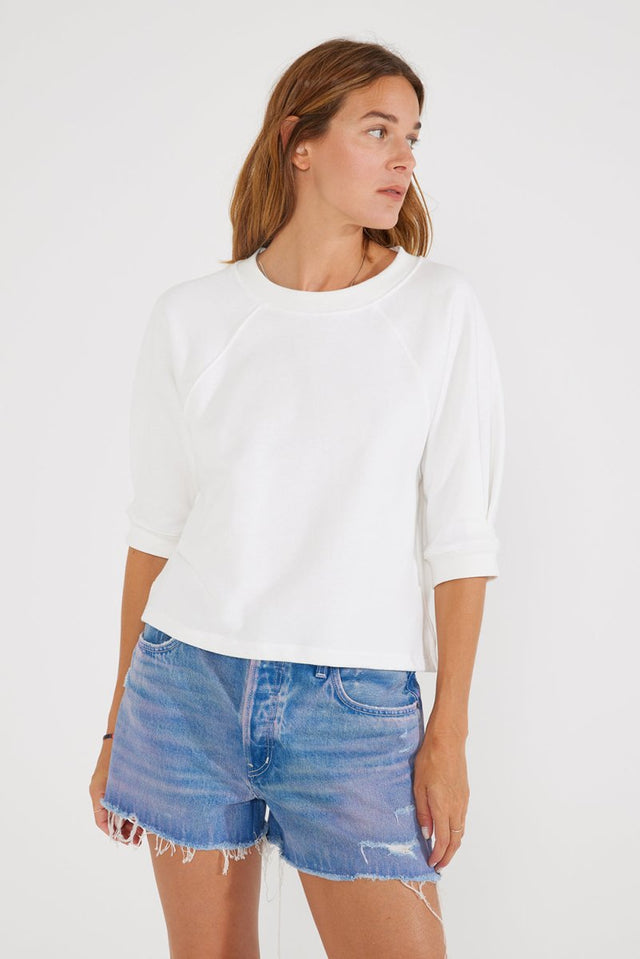 Fleur Raglan Sweatshirt - Cloud White - Veneka-Sustainable-Ethical-Shirts & Tops-Etica Denim Drop Ship