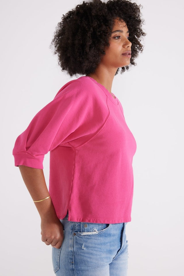 Fleur Raglan Sweatshirt - Raspberry - Veneka-Sustainable-Ethical-Shirts & Tops-Etica Denim Drop Ship